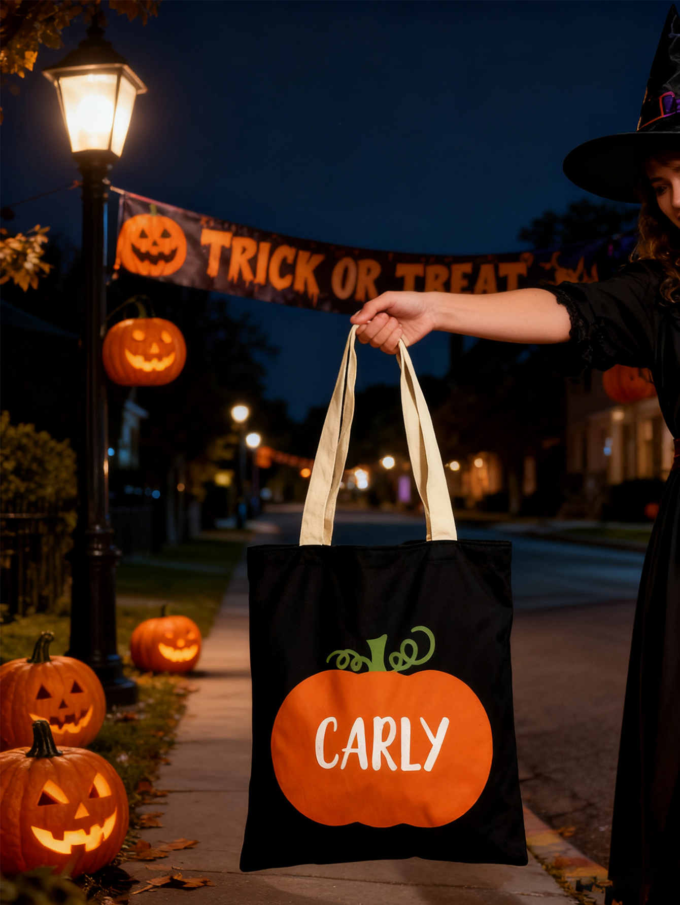 Personalized Pumpkin Halloween Treat Bag